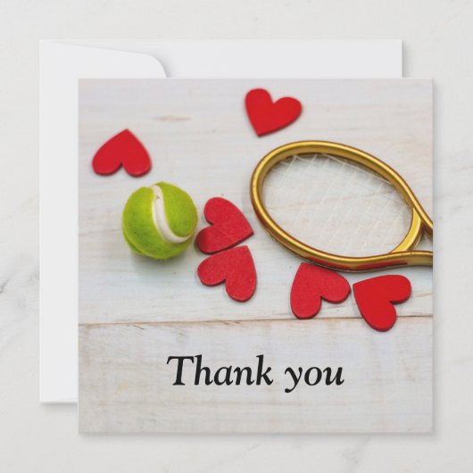 Tennis racket en bal met liefde rood hart (Voorkant)
