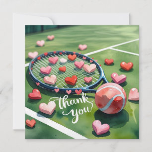 Tennis racket en bal met liefde rood hart bedankkaart