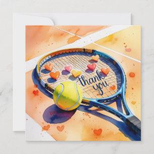 Tennis racket en bal met liefde rood hart bedankkaart