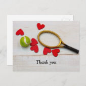Tennis racket en bal met liefde rood hart briefkaart (Voorkant / Achterkant)
