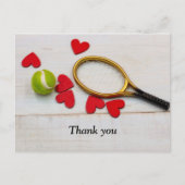 Tennis racket en bal met liefde rood hart briefkaart (Voorkant)