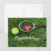 Tennis racket en bal met liefdesfelicitaties briefkaart (Voorkant / Achterkant)