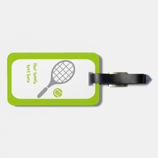 Tennis-racket en bal op maat bagagelabel (Achterkant horizontaal)