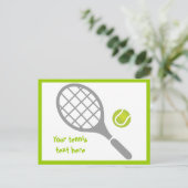 Tennis-racket en bal op maat briefkaart (Staand voorkant)