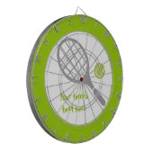 Tennis-racket en bal op maat dartbord (Voorkant Links)