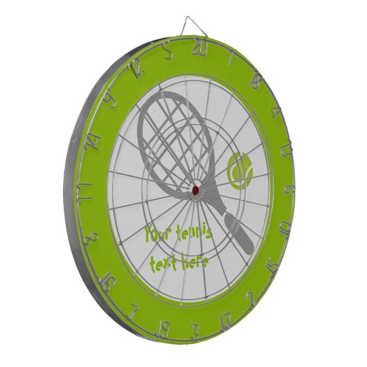 Tennis-racket en bal op maat dartbord (Voorkant Links)
