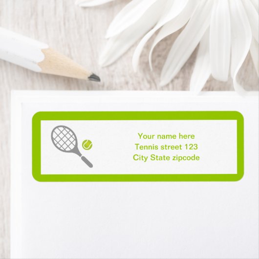 Tennis-racket en bal op maat etiket (Insitu)