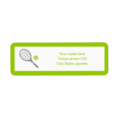 Tennis-racket en bal op maat etiket (Voorkant)