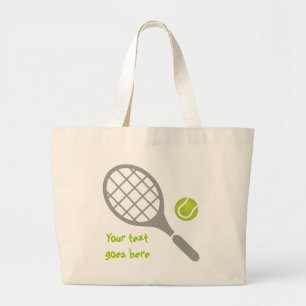 Tennis-racket en bal op maat grote tote bag