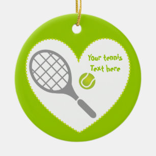 Tennis-racket en bal op maat keramisch ornament