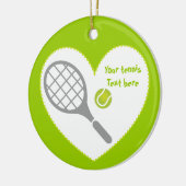 Tennis-racket en bal op maat keramisch ornament (Links)