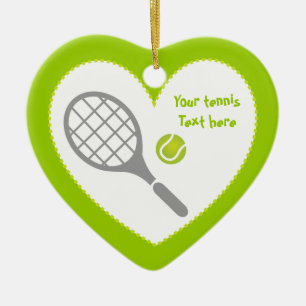 Tennis-racket en bal op maat keramisch ornament