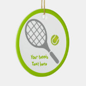 Tennis-racket en bal op maat keramisch ornament (Rechts)