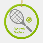 Tennis-racket en bal op maat keramisch ornament (Voorkant)