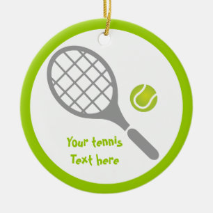 Tennis-racket en bal op maat keramisch ornament