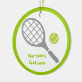 Tennis-racket en bal op maat keramisch ornament (Links)