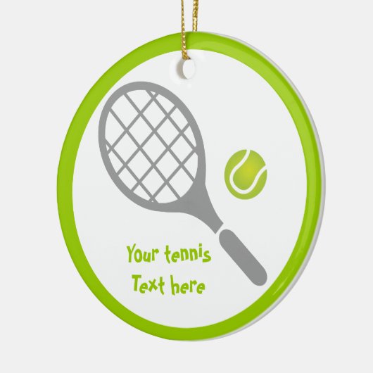 Tennis-racket en bal op maat keramisch ornament (Links)