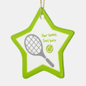 Tennis-racket en bal op maat keramisch ornament (Links)