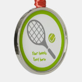 Tennis-racket en bal op maat metalen ornament (Rechts)