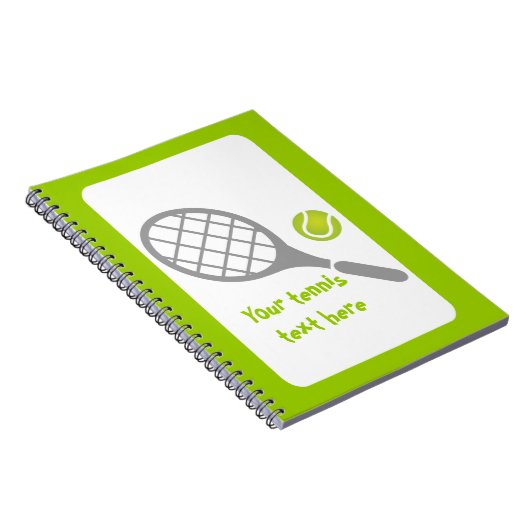 Tennis-racket en bal op maat notitieboek (Rechterzijde)