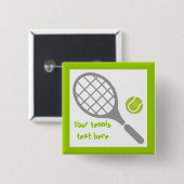 Tennis-racket en bal op maat vierkante button 5,1 cm (Voorkant /achterkant)