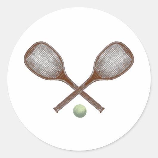 tennis racket en bal ronde sticker (Voorkant)