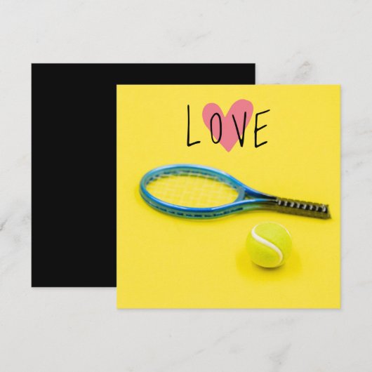 Tennis Racket en Ball met LOVE voor speler Kaart (Voorkant / Achterkant)