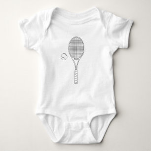 Tennis Racket en Ball Outline Vest Romper