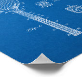 Tennis Racket en het soortgelijke octrooi - Blauwd Poster (Hoek)
