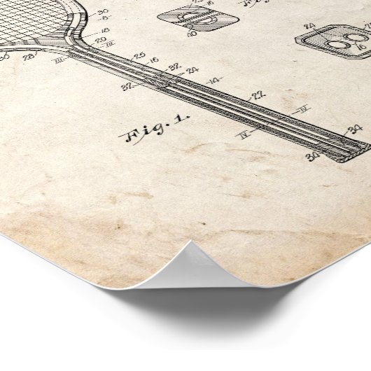 Tennis Racket en het soortgelijke octrooi - oude l Poster (Hoek)