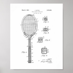 Tennis Racket en het soortgelijke octrooi Poster