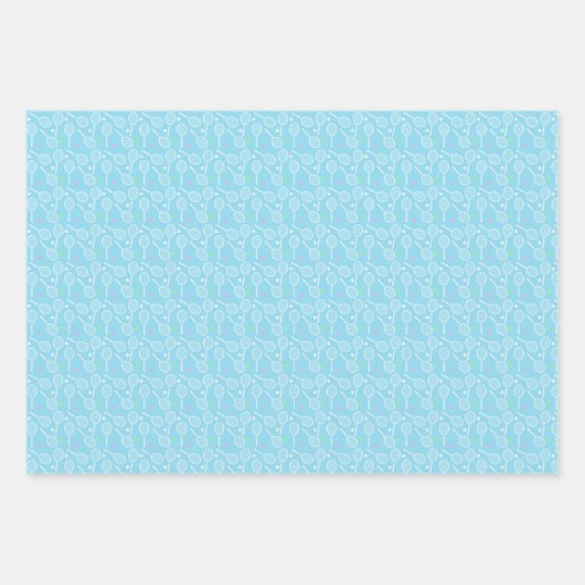 Tennis Racket en Pastel Gekleurde bal Patroon Inpakpapier Vel (Voorkant 3)