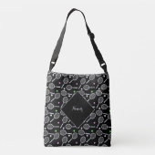 Tennis Racket en Tennis Ball Pattern Black Crossbody Tas (Achterkant)