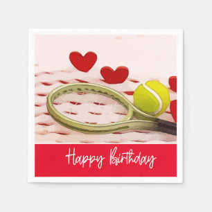 Tennis racket Happy Birthday met LOVE Servet