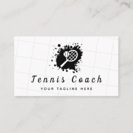 Tennis Racket Ink Splash Black & White Coach Club Visitekaartje