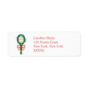 Tennis Racket Kerstkrans Retouradres Etiket