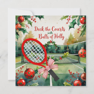 Tennis Racket Kerstthema Feestdagenkaart