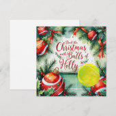 Tennis Racket Kerstthema Feestdagenkaart (Voorkant / Achterkant)