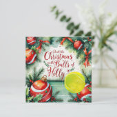 Tennis Racket Kerstthema Feestdagenkaart (Staand voorkant)