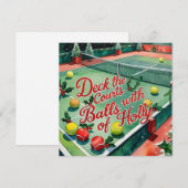 Tennis Racket Kerstthema Feestdagenkaart (Voorkant / Achterkant)