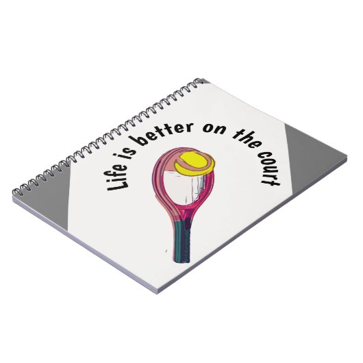 Tennis racket life is beter voor de rechtbank notitieboek (Linkerzijde)