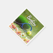 Tennis racket met bal Happy Birthday Servet (Hoek)