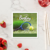Tennis racket met bal Happy Birthday Servet (Insitu)