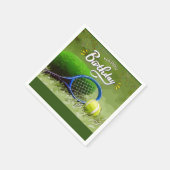 Tennis racket met bal Happy Birthday Servet (Hoek)