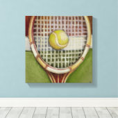 Tennis Racket met Ball Laying over Court Canvas Afdruk (Insitu (Houten vloer))