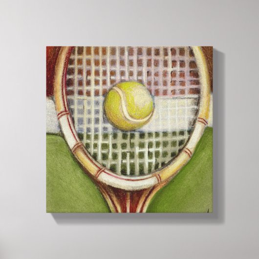 Tennis Racket met Ball Laying over Court Canvas Afdruk (Voorkant)