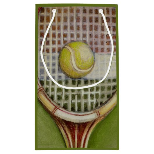 Tennis Racket met Ball Laying over Court Klein Cadeauzakje (Achterkant)