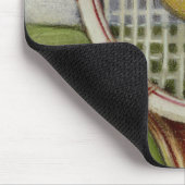 Tennis Racket met Ball Laying over Court Muismat (Hoek)