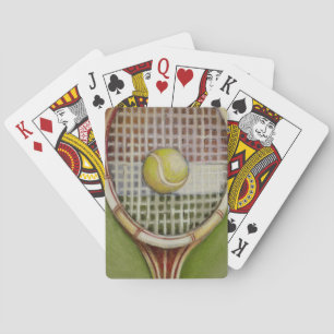 Tennis Racket met Ball Laying over Court Pokerkaarten