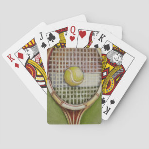 Tennis Racket met Ball Laying over Court Pokerkaarten